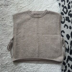 Neutral Taupe Women's Knit Side-Tie Sweater Vest